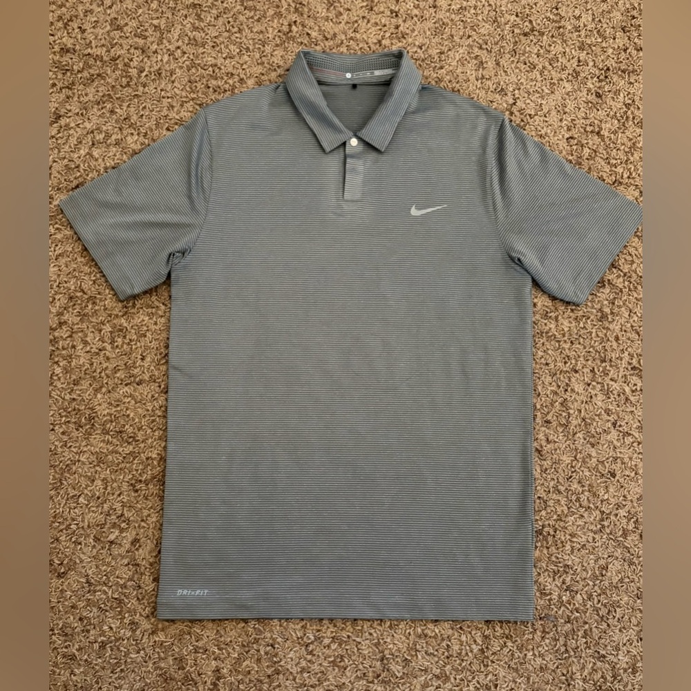 Nike Tiger Woods Collection Polo Golf Shirt Gray Striped Size Small